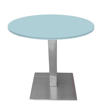 Mesa Quadrada Alpha Inox Prata 73,50 Cm (altura) Tampo Mdp Redondo 60 Cm Cinza (larg)