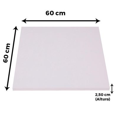 Mesa Quadrada Alpha Inox Prata 73,50 Cm (altura) Tampo Mdp Quadrado 60 Cm Branco (larg)