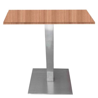 Mesa Quadrada Alpha Inox Prata 73,50 Cm (altura) Tampo Mdp Quadrado 60 Cm Noce Naturalle (larg)