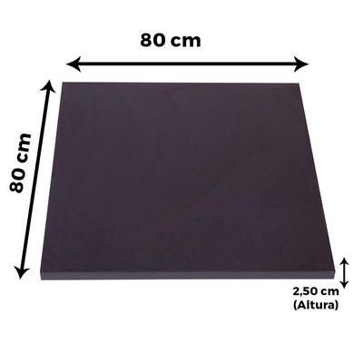 Mesa Quadrada Alpha Inox Prata 73,50 Cm (altura) Tampo Mdp Quadrado 80 Cm Preto (larg)