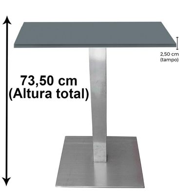 Mesa Quadrada Alpha Inox Prata 73,50 Cm (altura) Tampo Mdp Quadrado 60 Cm Grafito (larg)