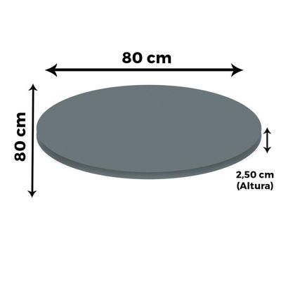 Mesa Quadrada Alpha Inox Prata 73,50 Cm (altura) Tampo Mdp Redondo 80 Cm Grafito (larg)