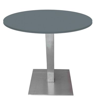 Mesa Quadrada Alpha Inox Prata 73,50 Cm (altura) Tampo Mdp Redondo 80 Cm Grafito (larg)