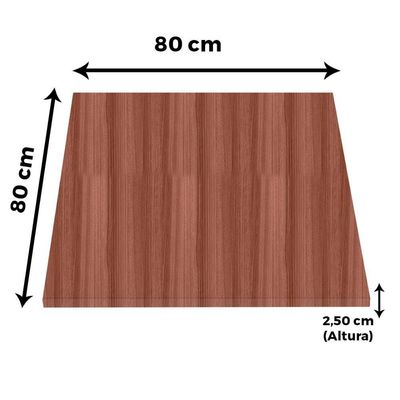 Mesa Quadrada Alpha Inox Prata 73,50 Cm (altura) Tampo Mdp Quadrado 80 Cm Walnut (larg)