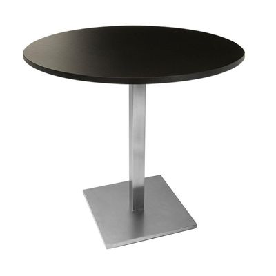 Mesa Quadrada Alpha Inox Prata 73,50 Cm (altura) Tampo Mdp Redondo 70 Cm Preto (larg)