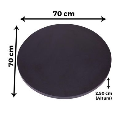 Mesa Quadrada Alpha Inox Prata 73,50 Cm (altura) Tampo Mdp Redondo 70 Cm Preto (larg)