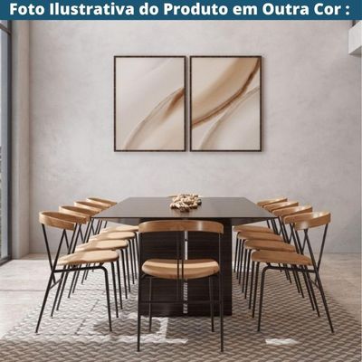 Kit 2 Cadeiras Escandinávia Fratini Encosto Madeira Assento Tecido Cinza Estrutura Aço Preto