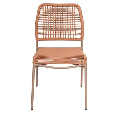 Kit 4 Cadeiras Empilhável Leme Fratini Aço Terracota Assento E Encosto Trama Corda Náutica Terracota