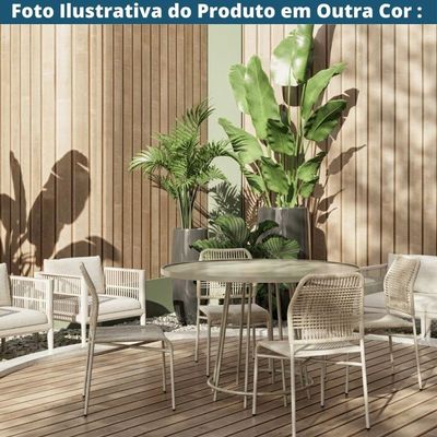 Kit 4 Cadeiras Empilhável Leme Fratini Aço Terracota Assento E Encosto Trama Corda Náutica Terracota