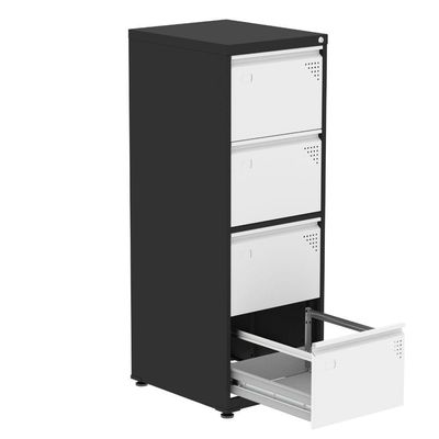 Armário De Arquivo Oficio 4 Gavetas Pandin 47 Cm (larg) Aço Preto C- Frente Gaveta Branca C- Chave