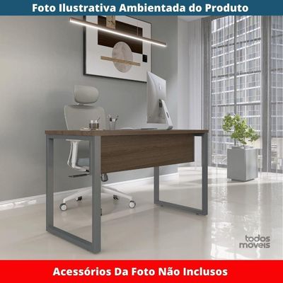Mesa Escritório P25 Tub Pandin 170 Cm (larg) X 70 Cm (prof) Tampo Mdp Walnut Pé Aço Tubular Grafito