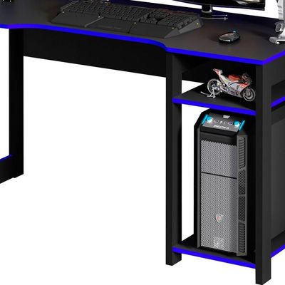 Mesa Para Computador Gamer Espaço Para 2 Monitores E Cpu Preto/azul