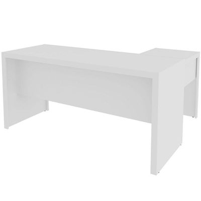 Mesa De Canto Para Escritório Em L Angular Com 3 Gavetas Branco