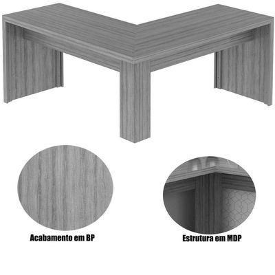 Mesa De Canto Para Escritório Em L Angular Mdp Branco