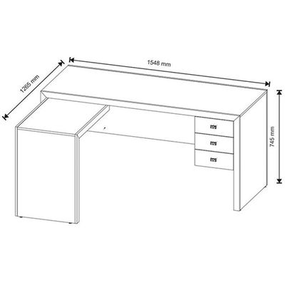 Mesa De Canto Para Escritório Em L Angular Com 3 Gavetas Branco