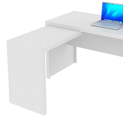 Mesa De Canto Para Escritório Em L Angular Com 3 Gavetas Branco