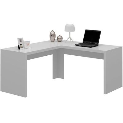 Mesa De Canto Para Escritório Em L Angular Mdp Branco