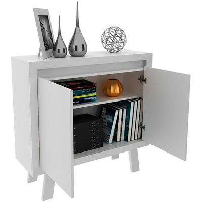 Balcão Armário Para Escritório Com 2 Portas E 1 Prateleira Branco