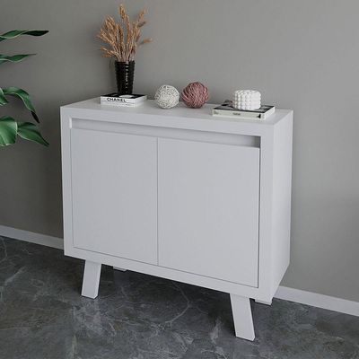 Balcão Armário Para Escritório Com 2 Portas E 1 Prateleira Branco