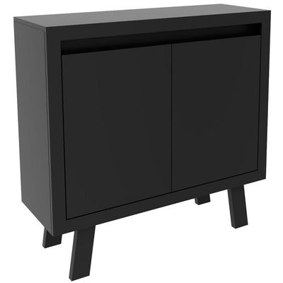 Balcão Armário Para Escritório Com 2 Portas E 1 Prateleira Preto