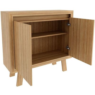 Balcão Armário Para Escritório Com 2 Portas E 1 Prateleira Amêndoa