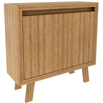 Balcão Armário Para Escritório Com 2 Portas E 1 Prateleira Amêndoa