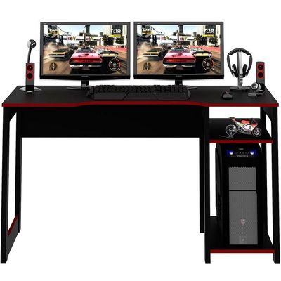 Mesa Para Computador Gamer Espaço Para 2 Monitores E Cpu Preto/vermelho