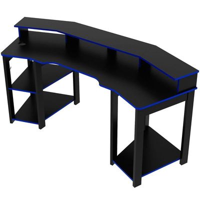 Mesa Para Computador Gamer Espaço Para 2 Monitores E Cpu Preto/azul