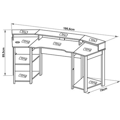 Mesa Para Computador Gamer Espaço Para 2 Monitores E Cpu Preto/azul