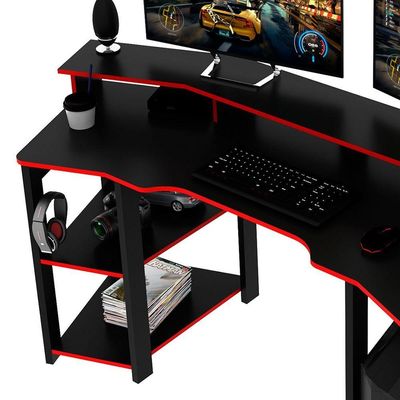 Mesa Para Computador Gamer Espaço Para 2 Monitores E Cpu Preto/vermelho