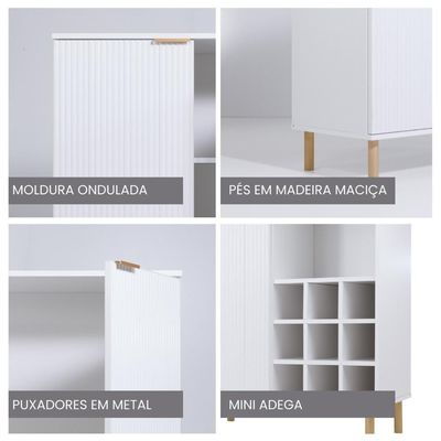 Aparador Bar Adega + Cristaleira Ditália R-633 E-964 Branco