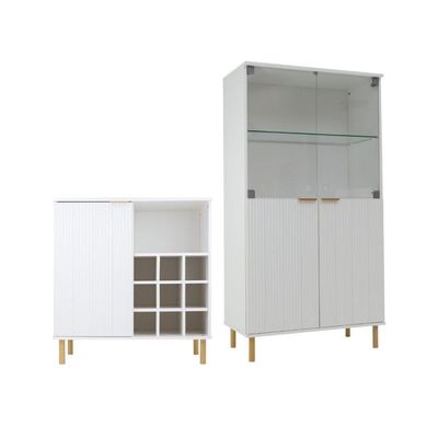Aparador Bar Adega + Cristaleira Ditália R-633 E-964 Branco