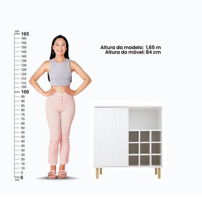 Aparador Bar Adega + Cristaleira Ditália R-633 E-964 Branco