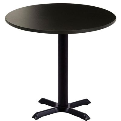 Mesa ômega Ferro Preto 74 Cm (alt) Base Em X Tampo Mdp Redondo 60 Cm (larg) X 2,50 Cm (alt) Preto