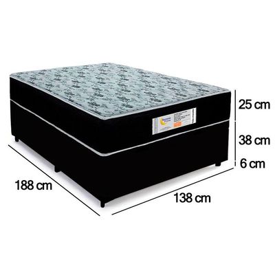 Cama Box Baú Casal Sintético + Colchão Molas Ensacadas Sereneprime Sonnolux 138x188x69 Cor:preto