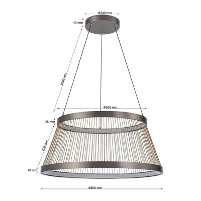 Lustre Pendente Nordecor Beys 2942 Cinza-dourado Led Bivolt 3000K