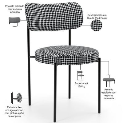 Mesa Para Sala De Jantar Valência Com 06 Cadeiras Sala De Jantar Louise L02 Pied Poule - Lyam Decor