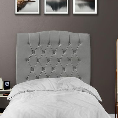 Cabeceira De Cama Box Solteiro 90 Cm Dunas - Veludo Cinza Grafite