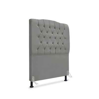 Cabeceira De Cama Box Solteiro 90 Cm Dunas - Veludo Cinza Grafite