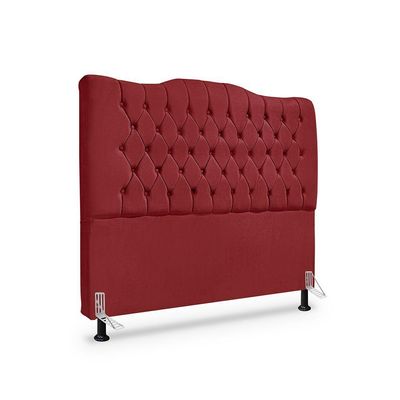 Kit Cabeceira E Calçadeira Baú Dunas Casal 140 Cm - Veludo Vermelho