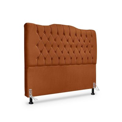 Kit Cabeceira E Calçadeira Baú Dunas Queen 160 Cm - Veludo Terra Cota