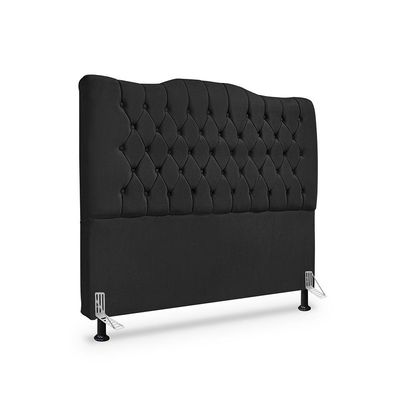 Kit Cabeceira E Calçadeira Baú Dunas Queen 160 Cm - Veludo Preto