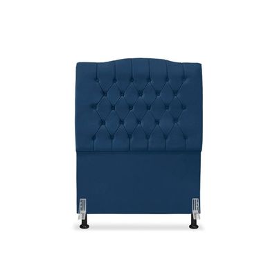 Cabeceira De Cama Box Solteiro 90 Cm Dunas - Veludo Azul Marinho