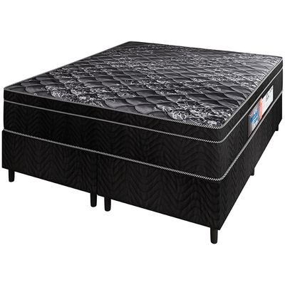 Cama Box Queen Portobel + Colchão Queen Portobel Diplomata Orthopedic com Espuma D-45 65x158x198 cm - Preto