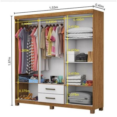 Guarda Roupa Casal 6 Portas Carioca Móveis Freijó Branco