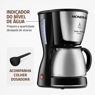 Cafeteira Elétrica Mondial Dolce Arome C-37JI-30X 800W Preto Com Inox 110V