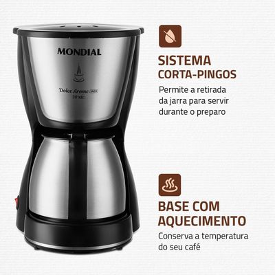 Cafeteira Elétrica Mondial Dolce Arome C-37JI-30X 800W Preto Com Inox 110V