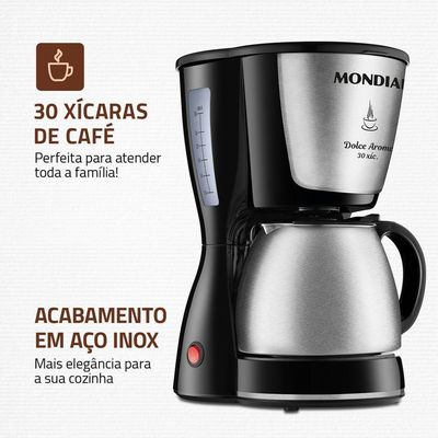 Cafeteira Elétrica Mondial Dolce Arome C-37JI-30X 800W Preto Com Inox 110V