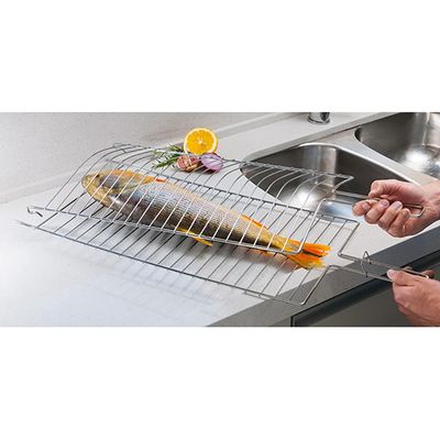 Conjunto de Grelhas para Peixe e Coraçãozinho Utimil em Aço Cromado  2 Peças