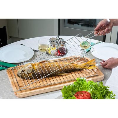 Conjunto de Grelhas para Peixe e Coraçãozinho Utimil em Aço Cromado  2 Peças